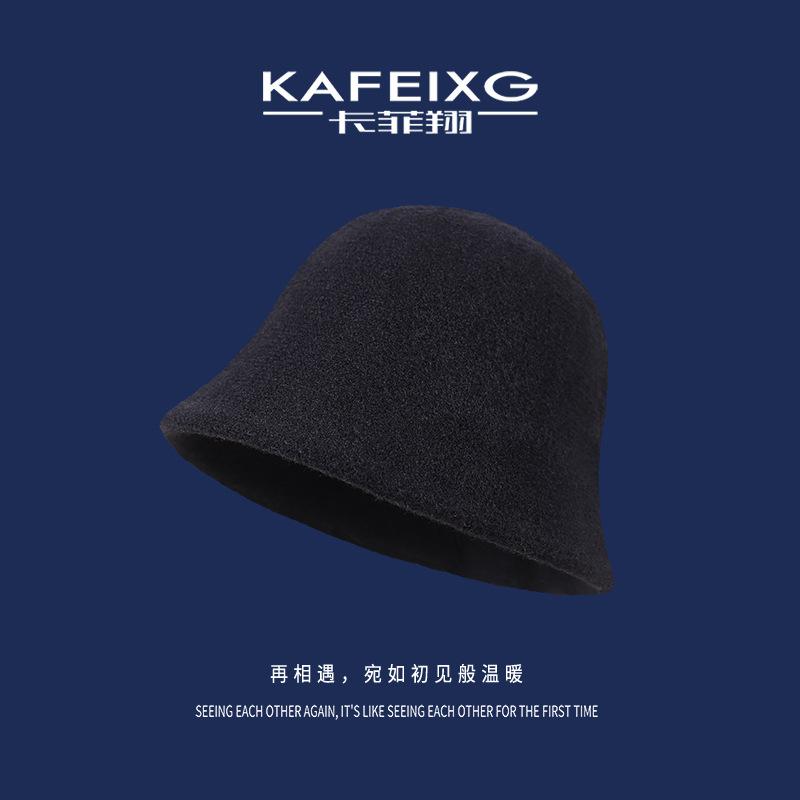 Маленькое лицо, черная рыбацкая шляпа, детская осенне-зимняя универсальная защитная повязка для лица, панама с короткими полями, теплая шерстяная шапка-ушанка