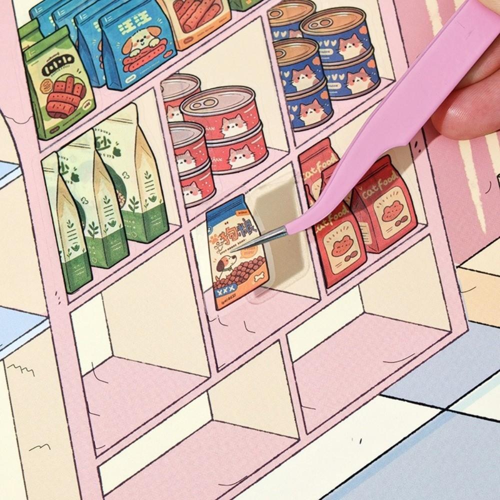 Large Size Miniatures Scene Stickers PET Die Cut Stacking Stickers Children Gifts