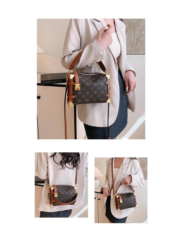 European & American Retro Monogram Crossbody Pillow Bag - Versatile Handbag for Women