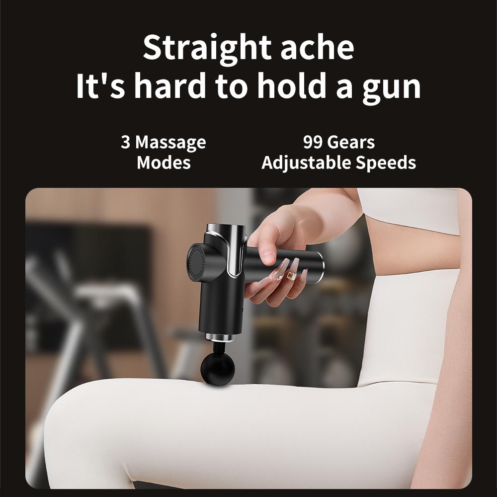 Профессиональный массажный пистолет для глубоких тканей - 99 уровней скорости, 4 насадки, перезаряжаемый перкуссионный массажер для мышц для облегчения боли