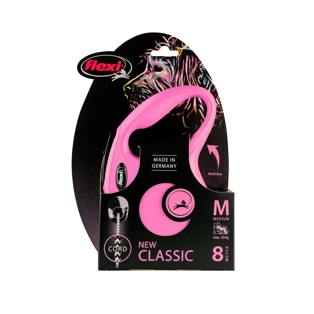 Flexi New Classic Cord Medium (Under 20kg), 8m, Pink [Dog Lead]