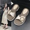 Fashion 2025 Women Mid-heels Thick Bottom Casual Slippers Summer Platform Open Toe Slippers Outdoor Comfort Shoes