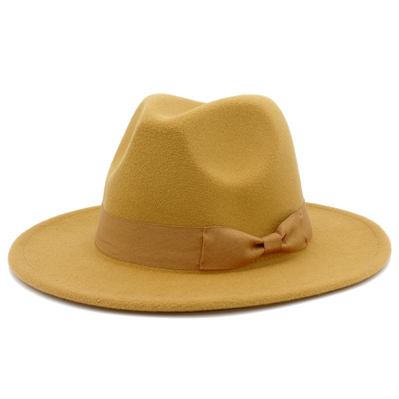 Федора с широкими полями в европейско-американском стиле с бантом: Модная унисекс джазовая шляпа