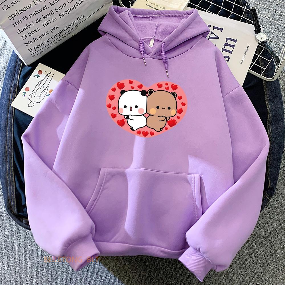 Cute Panda Bear Bubu Dudu Love Hoodie Casual Plus Size Winter Couple Hooded Sweatshirts Kawaii Graphic Long Sleeve Pullovers