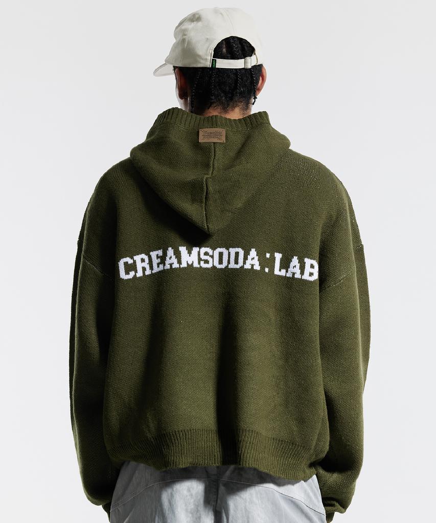 CREAM SODA LAB Cl Стильный вязаный худи с графическим жаккардовым узором Хаки