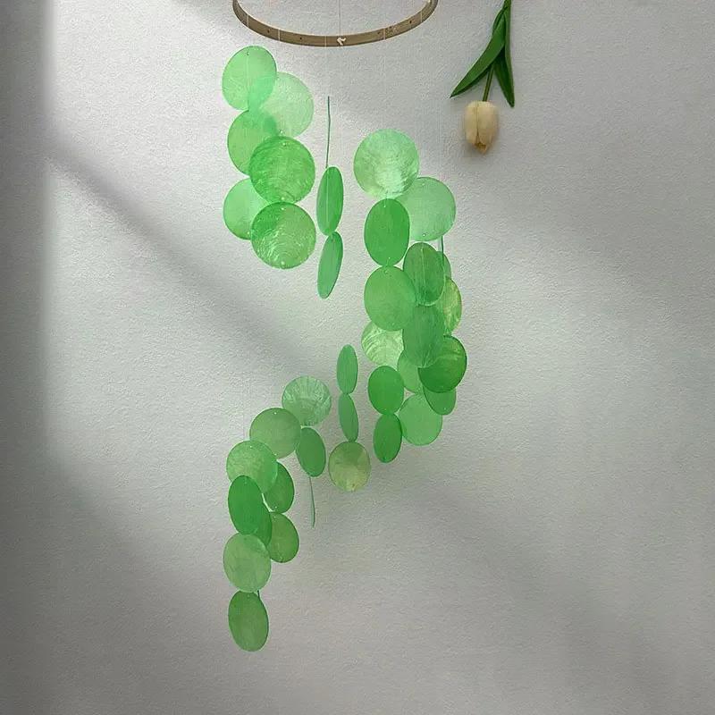 Colorful Shell Wind Chimes Outdoor Holiday Gift Capiz Shell Homestay Wall Hanging Memorial Wind Chimes Garden Ornaments