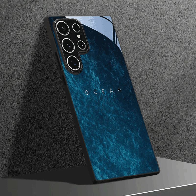 Стеклянный чехол для телефона с узором «Синий океан» Подходит для Samsung Galaxy S26 S25 S24 S23 S22 S20 FE/Ultra/Plus Противоударная задняя крышка