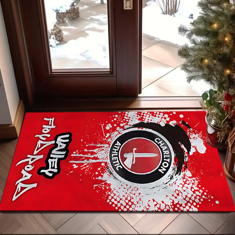 1PC Football Charlton-Athletic Crest Rug Game Carpet, Floor Mat for Bedroom Living Room Entryway Rug, Home Decor Idea Gift for Christmas birthday