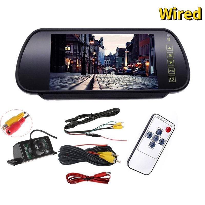 Suitable for 7-inch Rearview Mirror Display Short License Plate 7 Infrared Lights, Wireless Reverse Rearview Camera