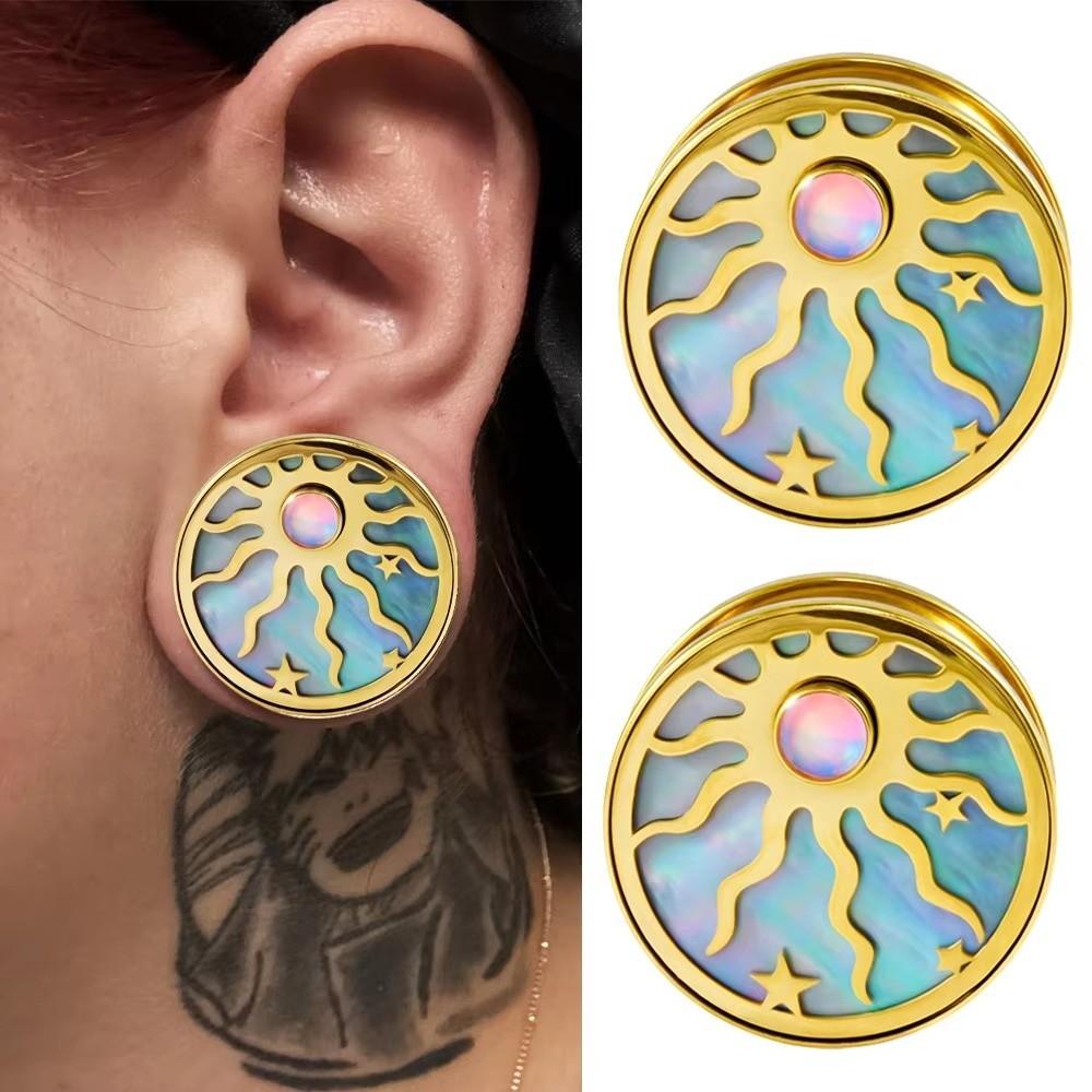 Stainless Steel Ear Cuff Earrings Sun Star Design Ear Plugs New Ear Gauges for Tragus Piercing