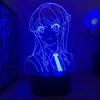 Негодник не мечтает о подружке-невесте Сакурадзима Май 3D-сенсорный светодиодный ночник с пультом дистанционного управления для декора спальни