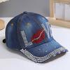 New Hip Hop Denim Cap Rhinestone Creative Lip Print Baseball Cap LOVE Alphabet Sun Hat Men's and Women's Cowboy Hats
