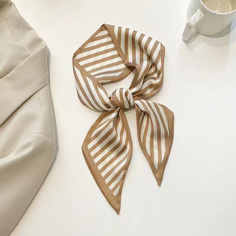 Маленький белый и нежно-зеленый шелковый шарф для женщин, тонкая лента, повязка на голову, резинка для волос, украшение для сумки, длинный