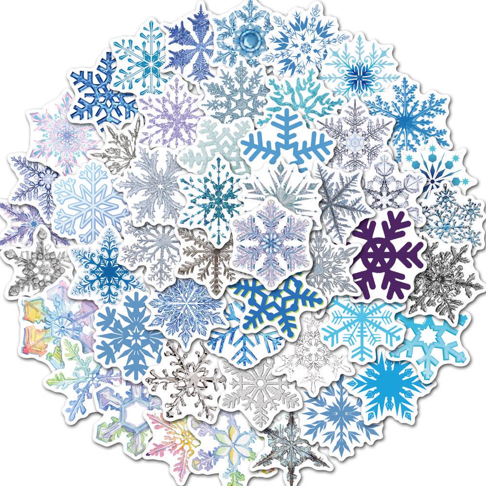 50 Christmas Snowflake Window Stickers: Waterproof, Removable Glass, Cabinet, and Door Decorations