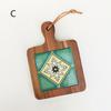 1 PCS Vintage Wooden Thickened Coasters Heat-insulating and Anti-scald Protection Table Cup Pad Flower Kitchen Dishes