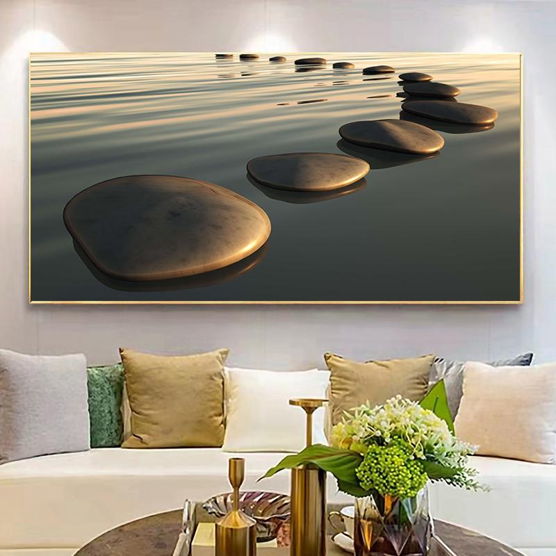 Натуральный пляжный дзен-камень, холст, картина, морской пейзаж, дзен-баланс, фэн-шуй, постеры и принты для декора гостиной Quadro