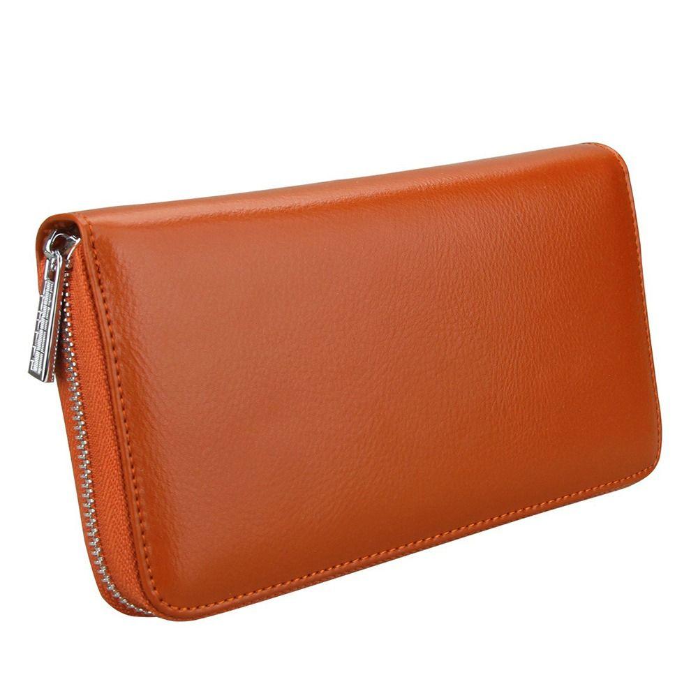 Large Capacity Genuine Leather Wallet Multiple Slots Zippered Credit Card Holder Accordion Design Multi-Card Card Storage Bag