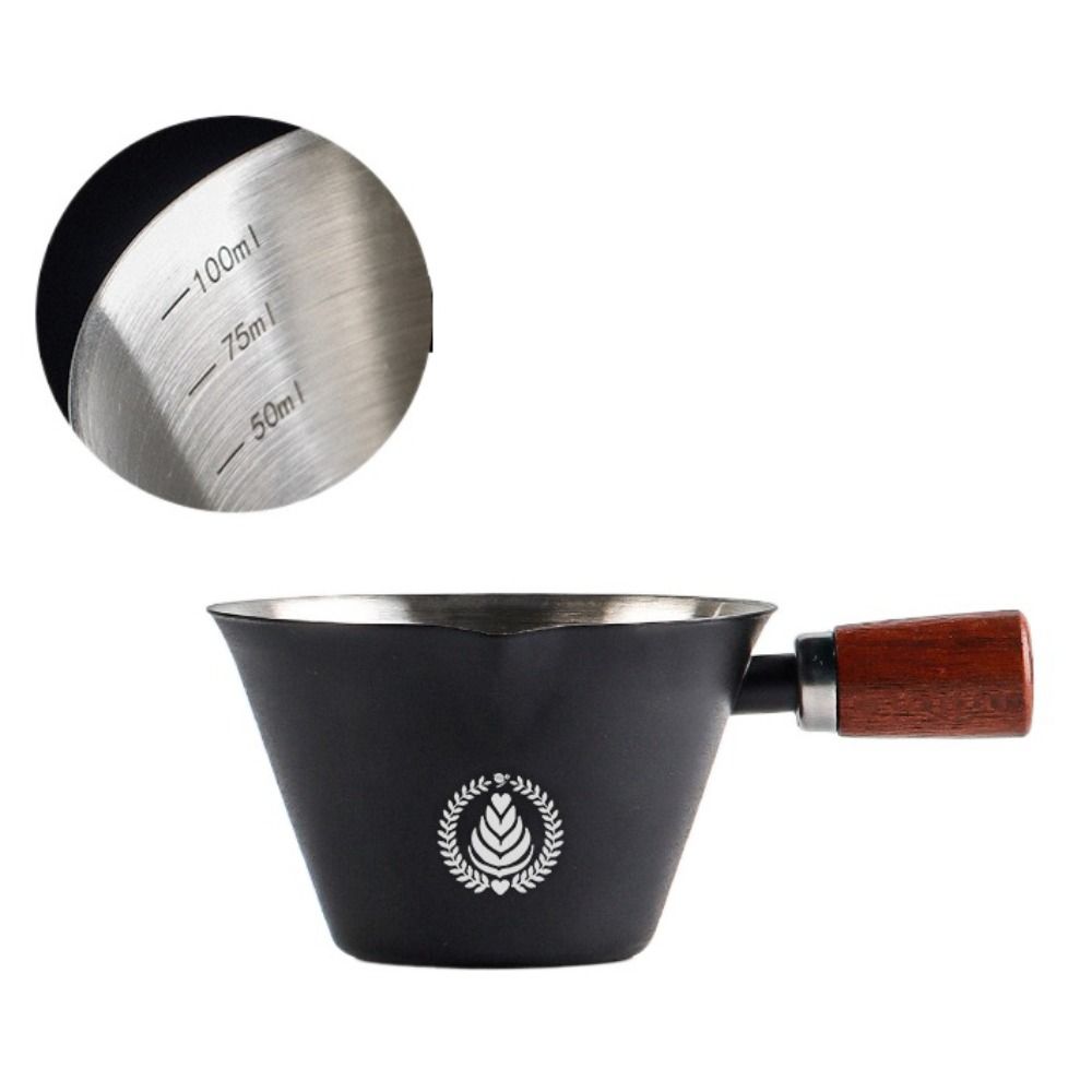 V-shaped Spout Coffee Espresso Cup Wooden Handle Coffee Extract Cup Coffee Measuring Cup Home