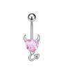 Sexy Little Devil Belly Button Stud With Diamond-Studded Nightclub Heart-Shaped Zirconia Navel Ring