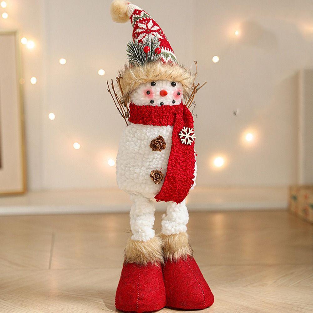 Cute Long Legs Snowman Ornaments Cartoon Plush Snowman Doll Toy Shopping Mall Hotel