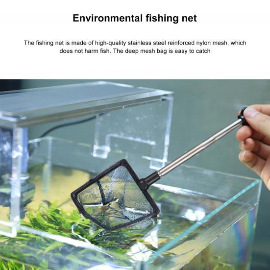 Fishing Net Stainless Steel Retractable Handle Fish Net Durable Fish Shrimp Catching Net for Home Outdoor