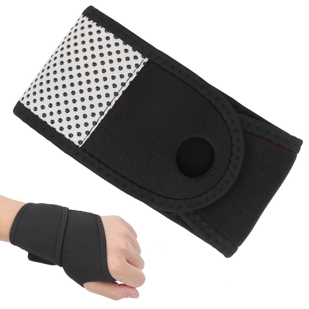 Selfheating Magnet Wrist Support Brace Winter Keep Warm Band Sports Tourmaline Wristband(Full Black )