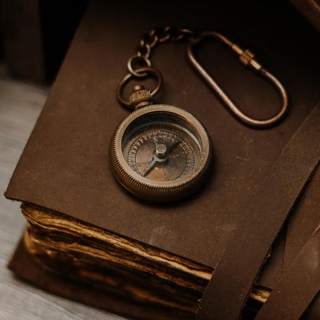 Personalized Engraved Brass Compass Keychain Custom Nautical Keyring Fathers Day Gift Corporate Gift Vintage Style Key Chain