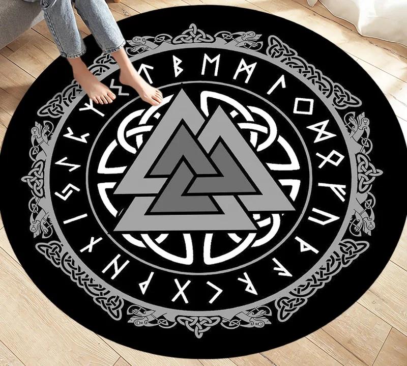 Викинг Валькнут Иггдрасиль Древо Жизни Круглый Ковер Коврики для Гостиной Спальни Коврик для Ног Декорация Нескользящий Напольный Коврик