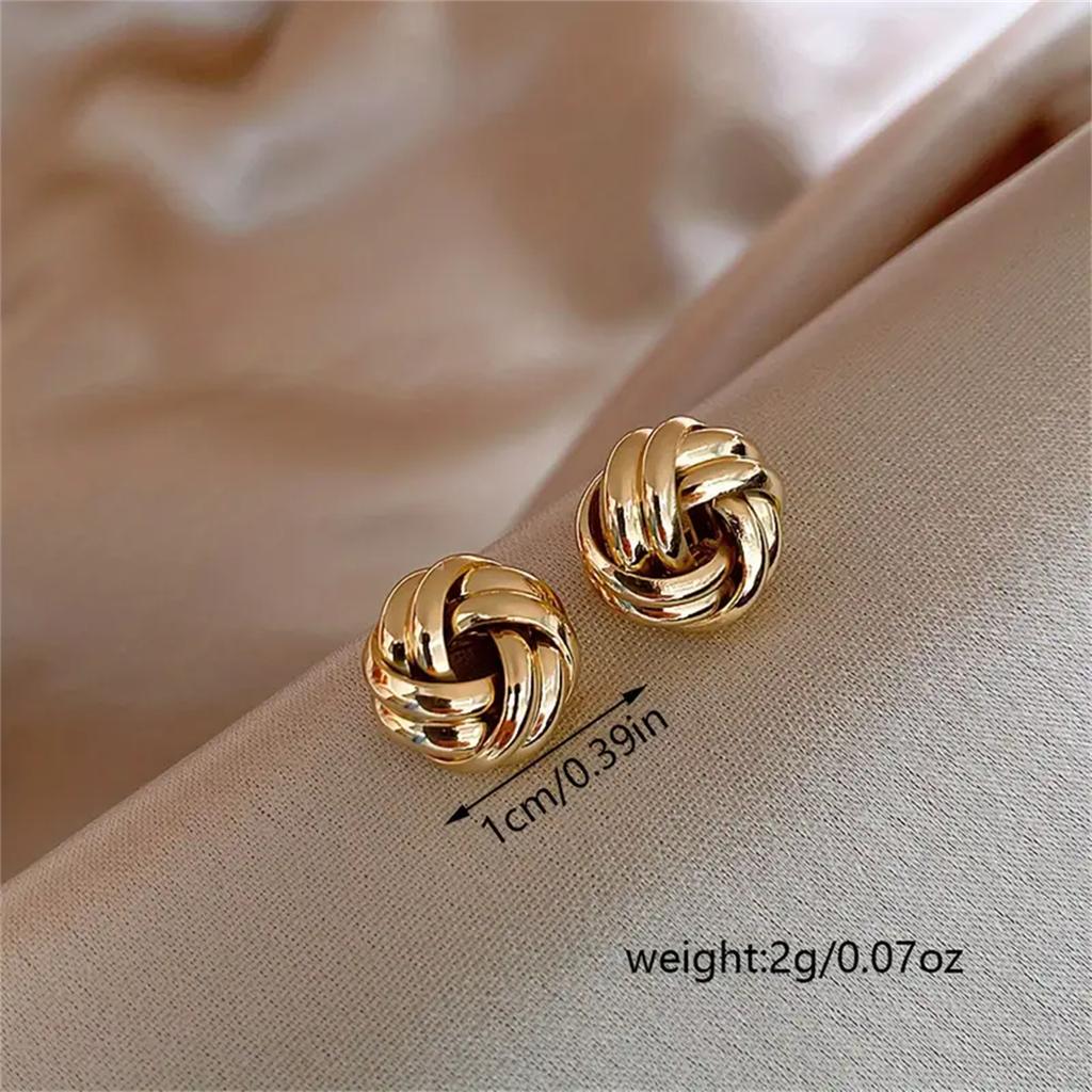 Minimalist Style Twist Knotted Stud Earrings Pure Color Alloy Ear Jewelry Decorations For Women Daily Wear.