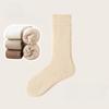 3 Pairs Solid Fleece Lined Calf Socks, Thickened & Warm Long Socks For Fall & Winter, Women's Stockings & Hosiery