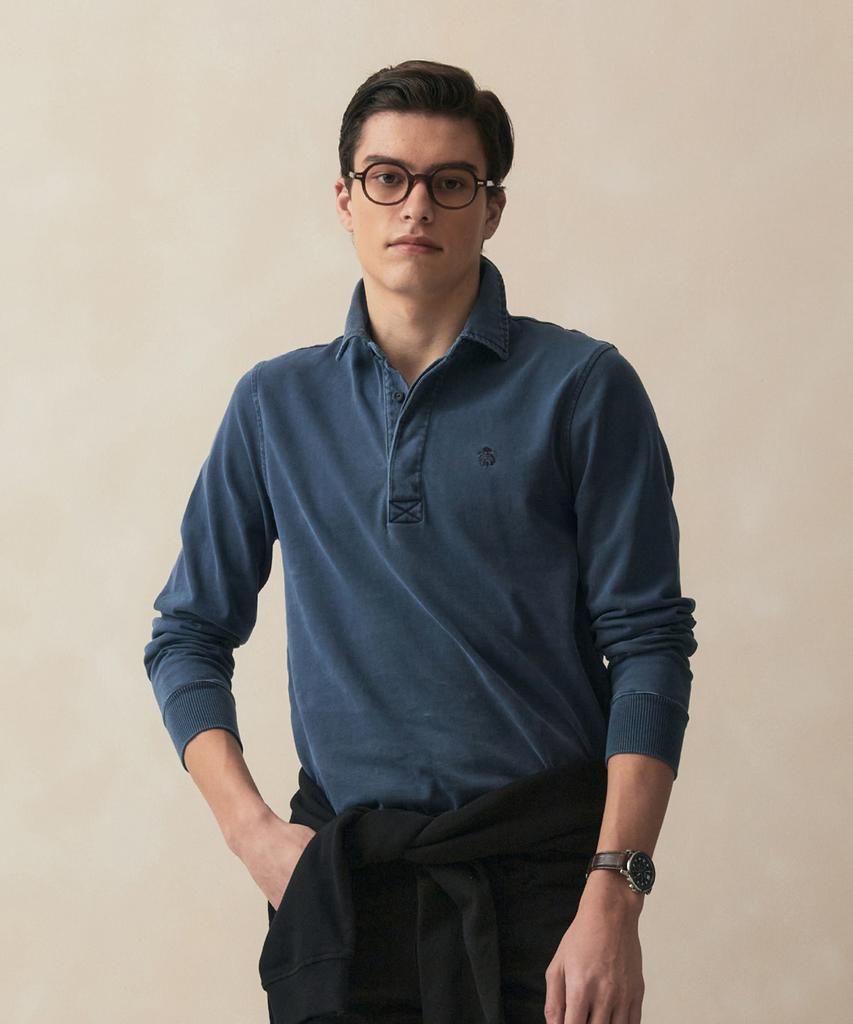 BROOKS BROTHERS Рубашка-поло с окрашиванием garment dye (военно-морской флот) (Bbntmm7488Qfs)