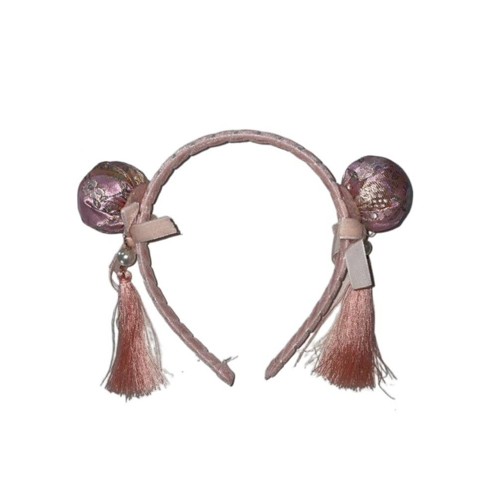 Tassel Chinese New Year Headwear Plush Ball Red Hairband Sweet Hanfu Hair Bun Hair Hoop Children