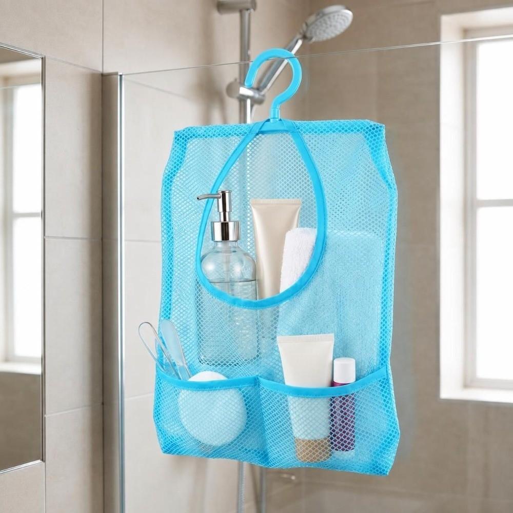 Mesh Fabric Hanging Storage Bag Blue Hanging Mesh Net Bag Storage Hanging Net Kitchen Organization