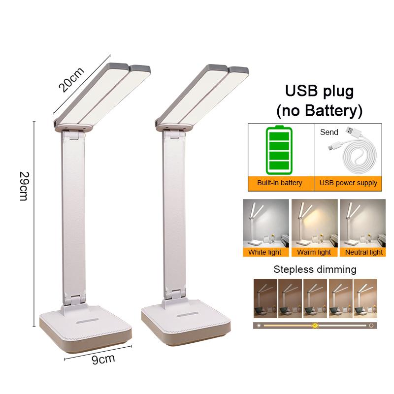 Лампа Перезаряжаемая Многофункциональная USB Настольная Лампа Сенсорная Диммируемая 3 Уровня Складная Перезаряжаемая Световая для Глаз для Спальни Стола Прикроватной