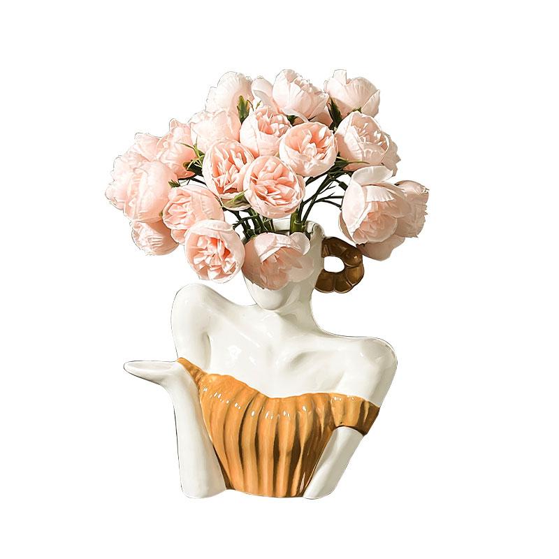 Креативная керамическая ваза в форме человека, статуя женщины, аксессуары для цветочной композиции, ваза для цветов, аксессуары для домашнего декора