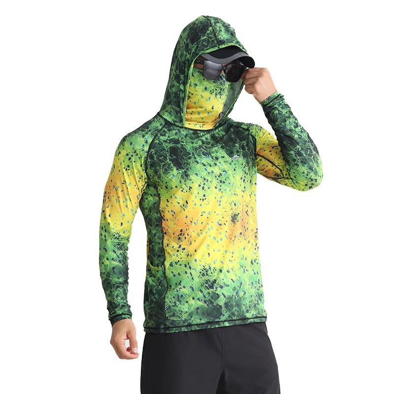 Mens Quick-Dry Fishing Shirt UPF 50 Sun Protection Breathable Ice Silk Outdoor Sportswear Hiking Camping Cycling
