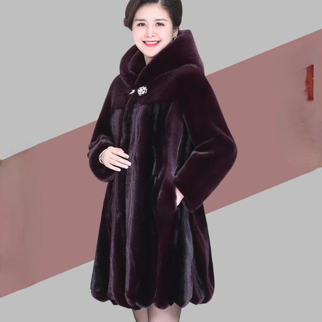 Женские пальто женские зимние искусственный мех норковая куртка шуба с капюшоном женская мода вязаная теплая зимняя одежда пальто