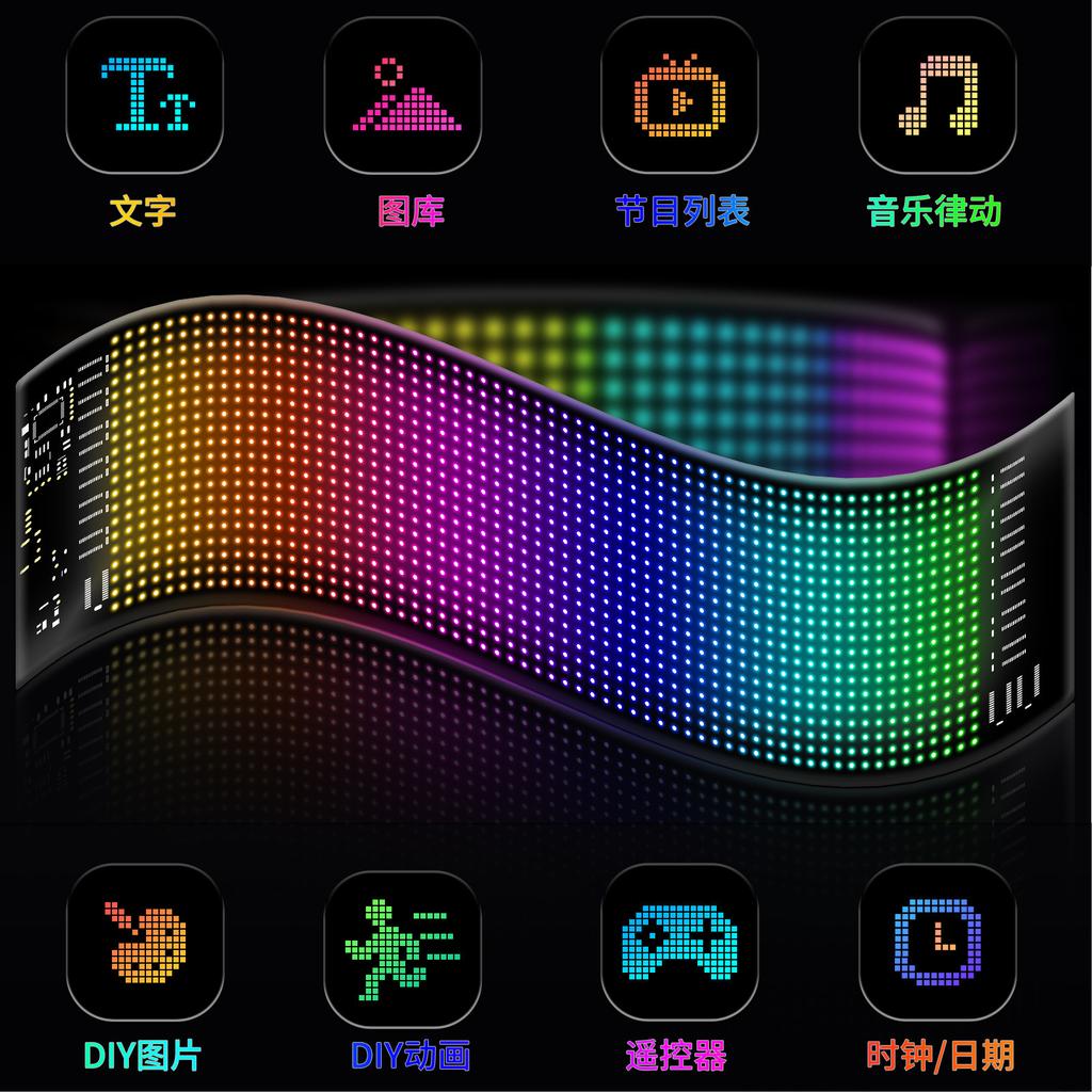 Автомобильный гибкий дисплей LED мягкий экран APP Bluetooth LED рекламный экран заднее окно забавное выражение интерактивный водонепроницаемый экран