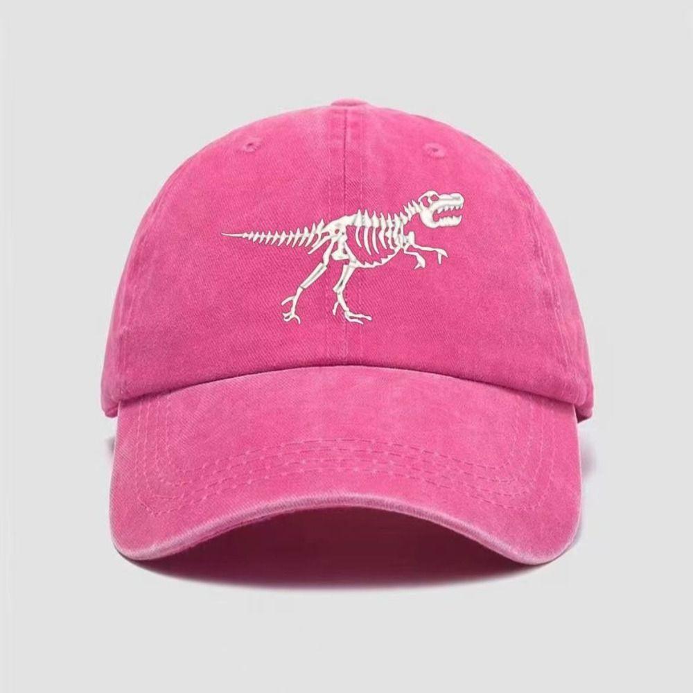 Curved Brim Dinosaur Skeleton Printed Hat Adjustable Dad Hat Baseball Cap for Men Women