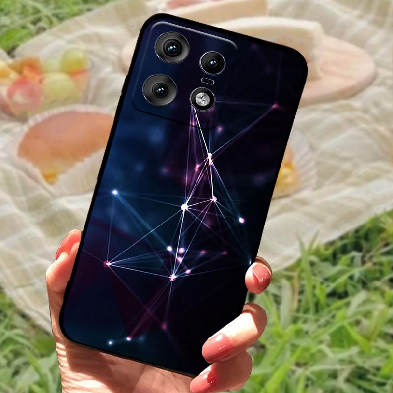 Чехол для Motorola Edge 50 Pro Модный Мраморный Силиконовый Черный Мягкий Бампер для Телефона Moto Edge 50 Pro Мультяшные ТПУ Оболочки