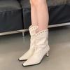 Women's Boots Pointe Shoes Rivets Boots-Women Winter Footwear Pointy Autumn  Ankle High Heel Cowboy Ladies