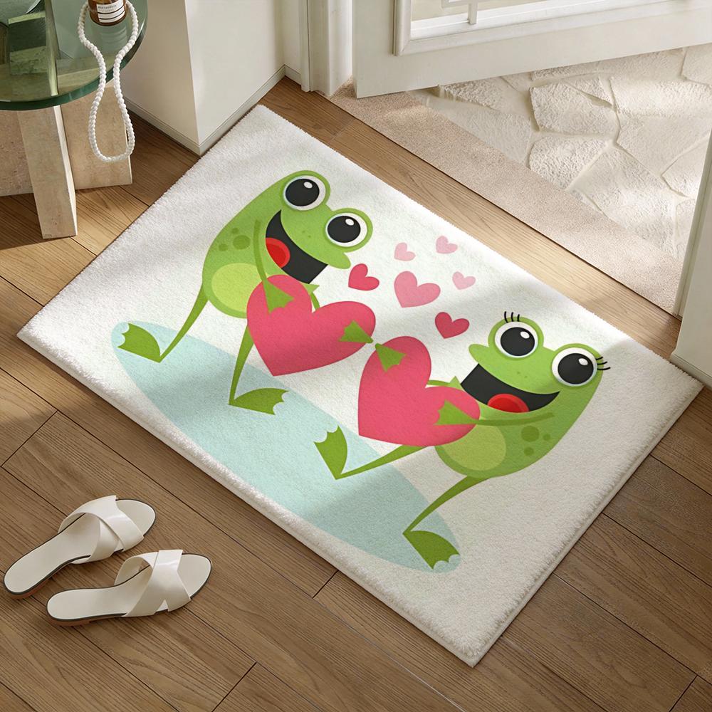two frogs Floor Mat Soft Flannel Non-Slip Door Mat - Thickened Rug for Living Room Home Decor