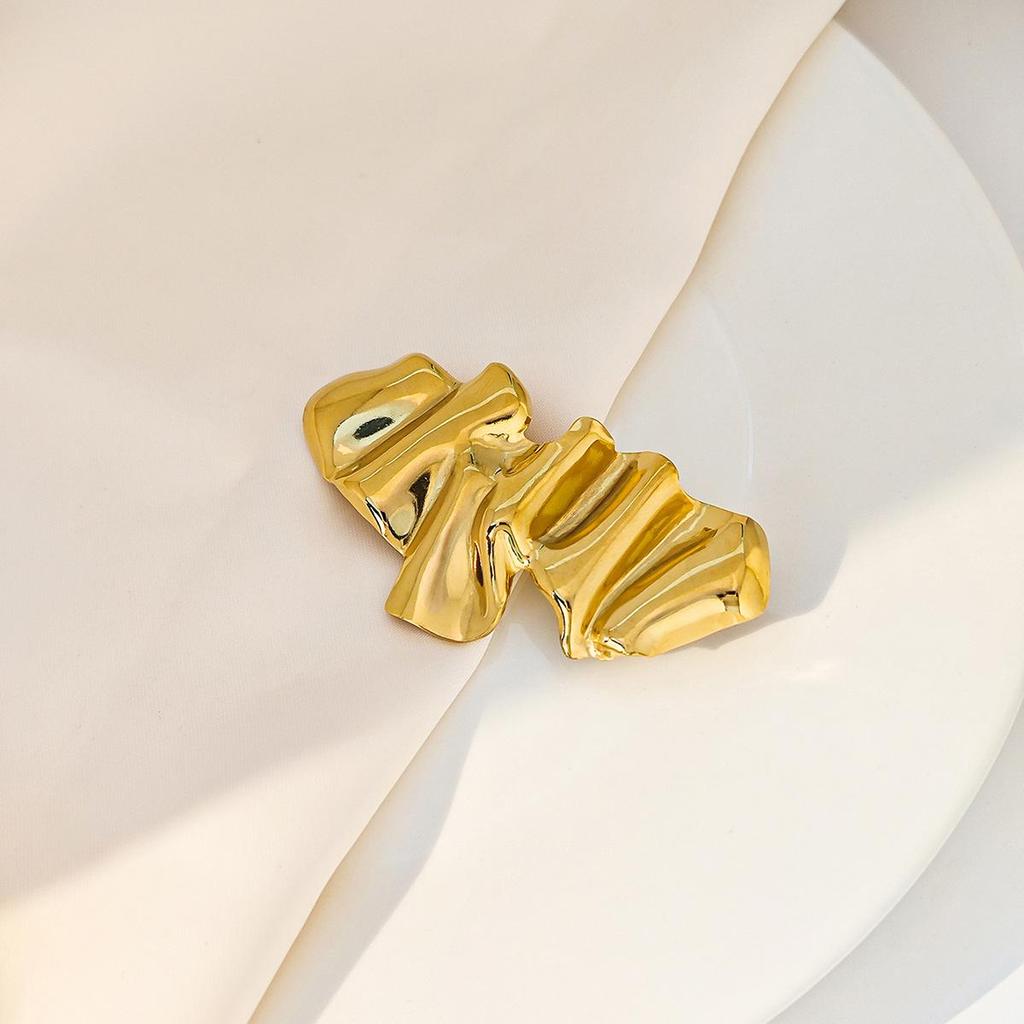 Элегантная плиссированная брошь в виде ангела: Высококачественная глянцевая металлическая модная брошь