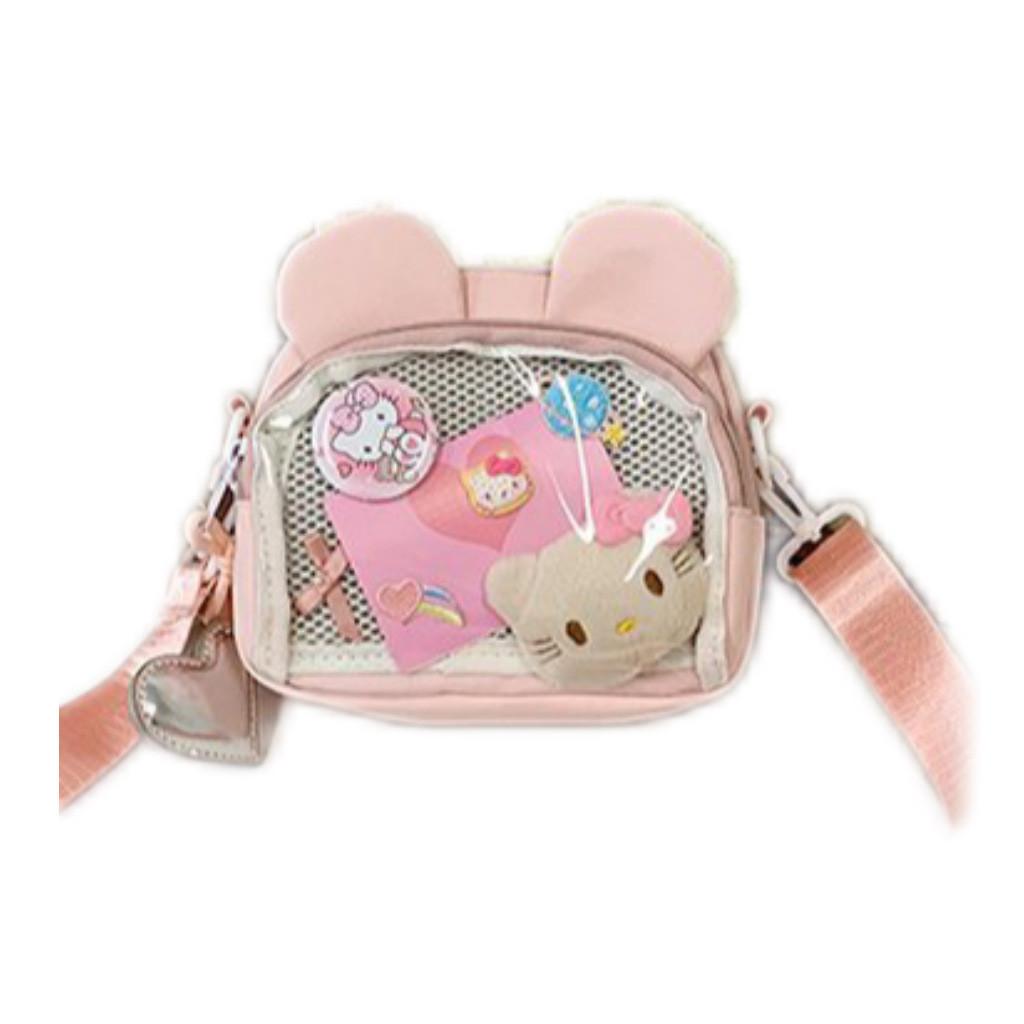 Transparent Bear Ears Bag With Polyester Interior For Students And Casual Outings