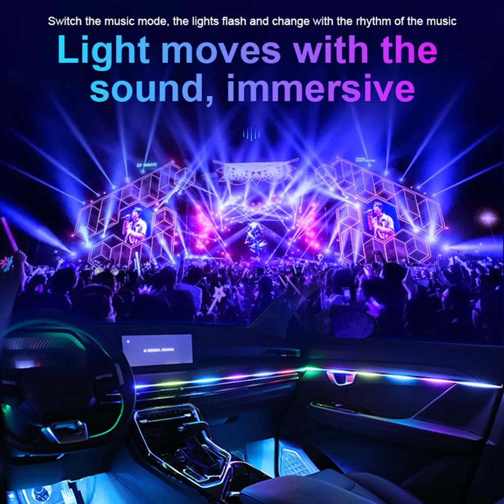 12V Auto General DIY Music Rhythm Atmosphere Light Car Full Dynamic Controlled 18in1 Voice LED R1A4
