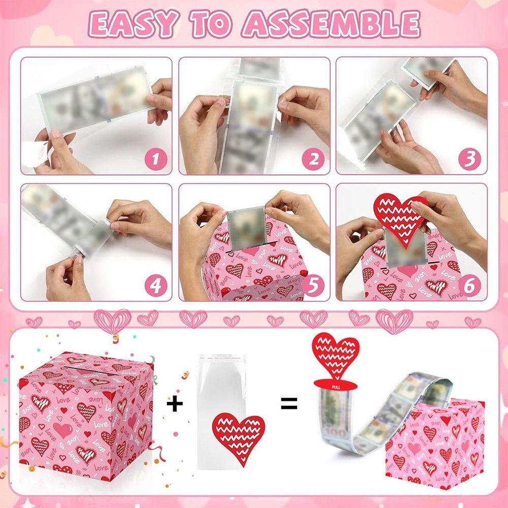 Сюрприз на День святого Валентина Коробка для денег Бумажная коробка для денег-сюрприз Забавные подарочные коробки для денег Свадьба