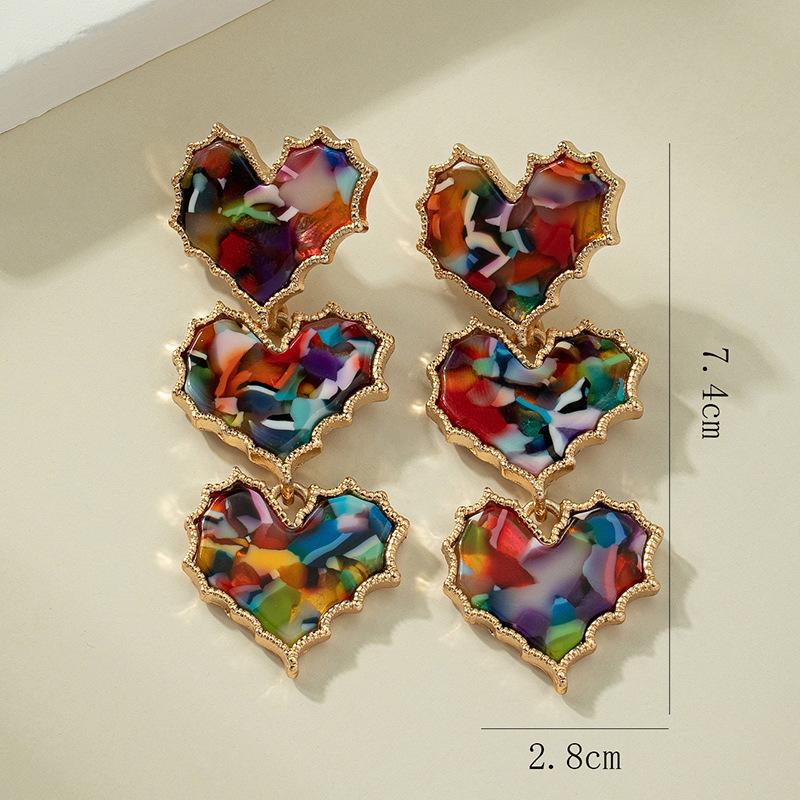 Pinkdudu Модные красочные серьги-капли из ацетата в форме сердца, новые висячие серьги с преувеличенными кисточками для женщин, ювелирные изделия, подарки PD1835