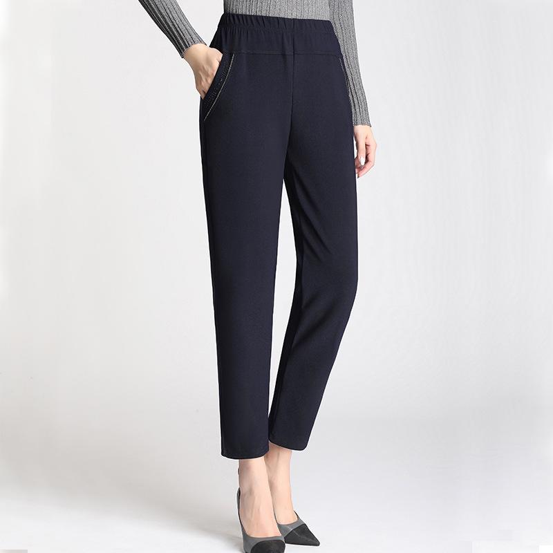 SCIONE Женские брюки среднего и пожилого возраста Повседневные брюки с эластичной талией Свободные брюки для мам