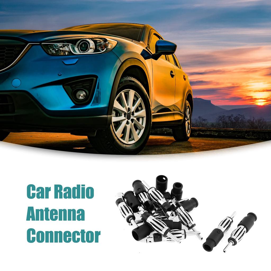 ACROPIX Car Radio Solid Plastic Case Antenna AM/FM Male Adapter Connector Silver Tone 10pcs