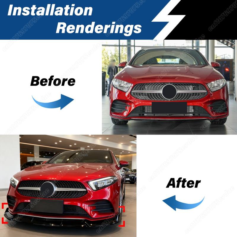 For Mercedes-Benz A-Class Sport Model W177 2019 2020 2021 2022 Front Bumper Splitter Lip Spoiler Diffuser Car Exterior BodyKits